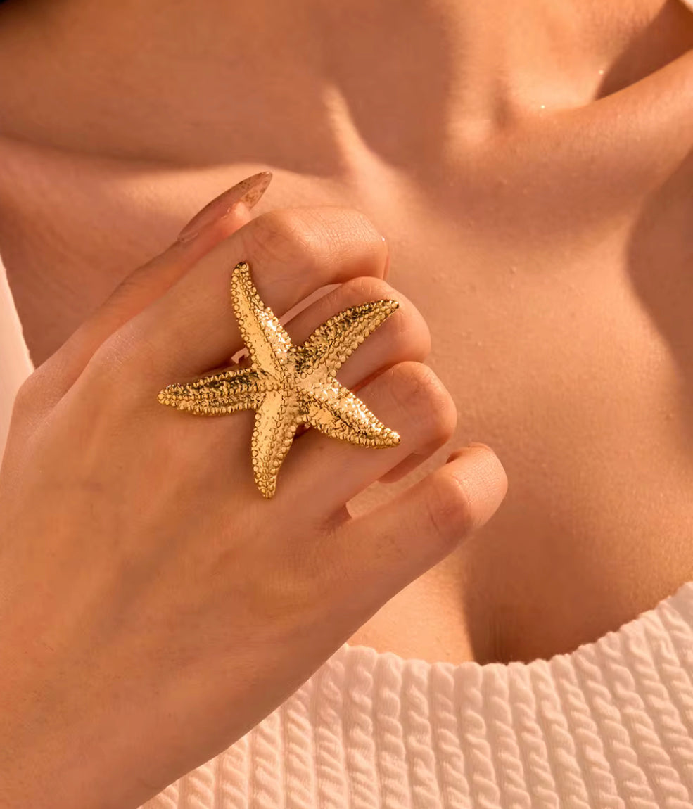 Golden Starfish Open Ring