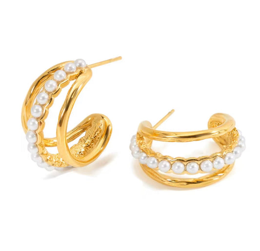 Pearl C Shape Earrings