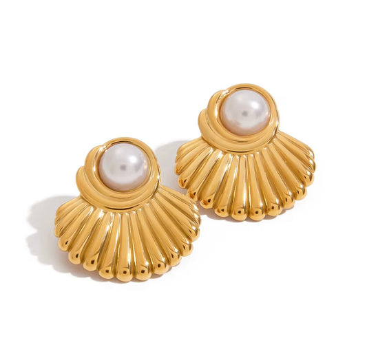 Pearl Stone Textured Earrings