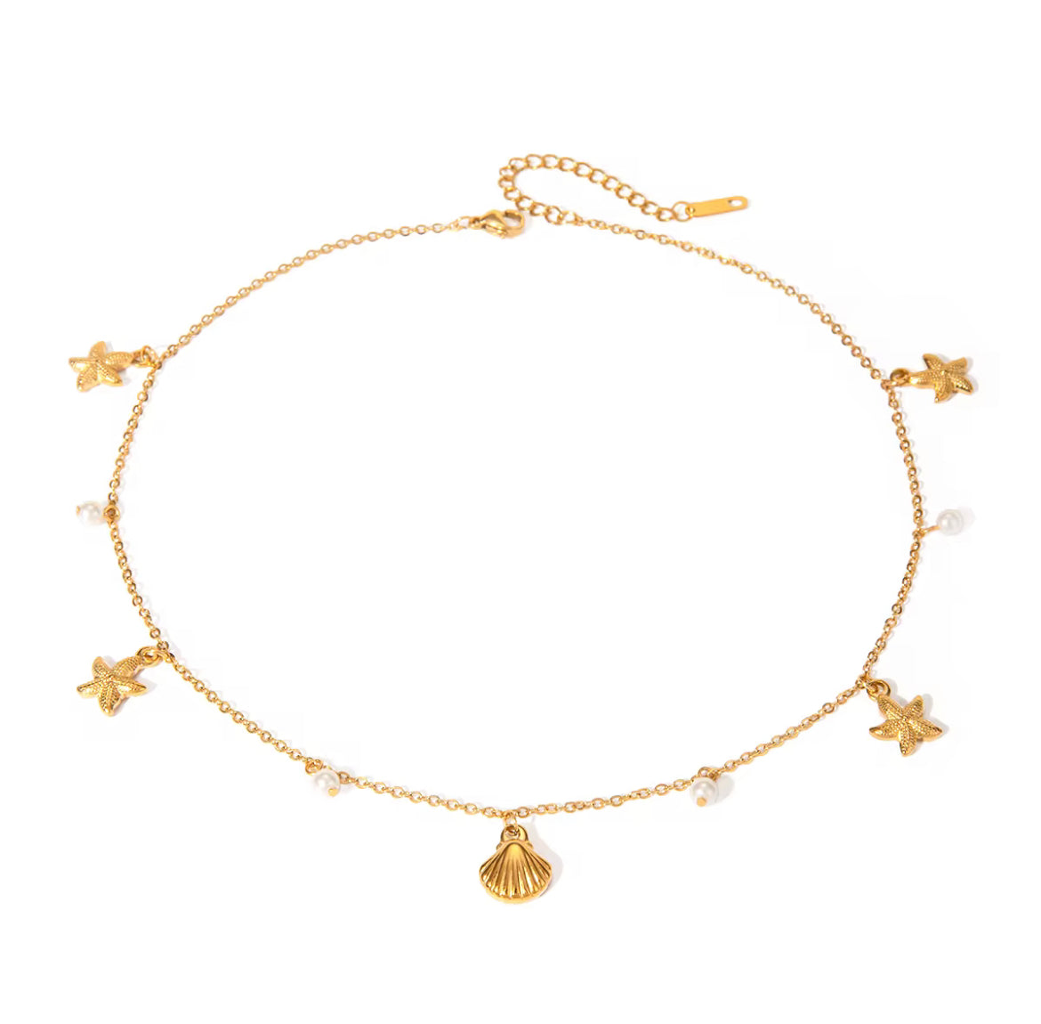 Coastal Starfish Shell Charm Necklace