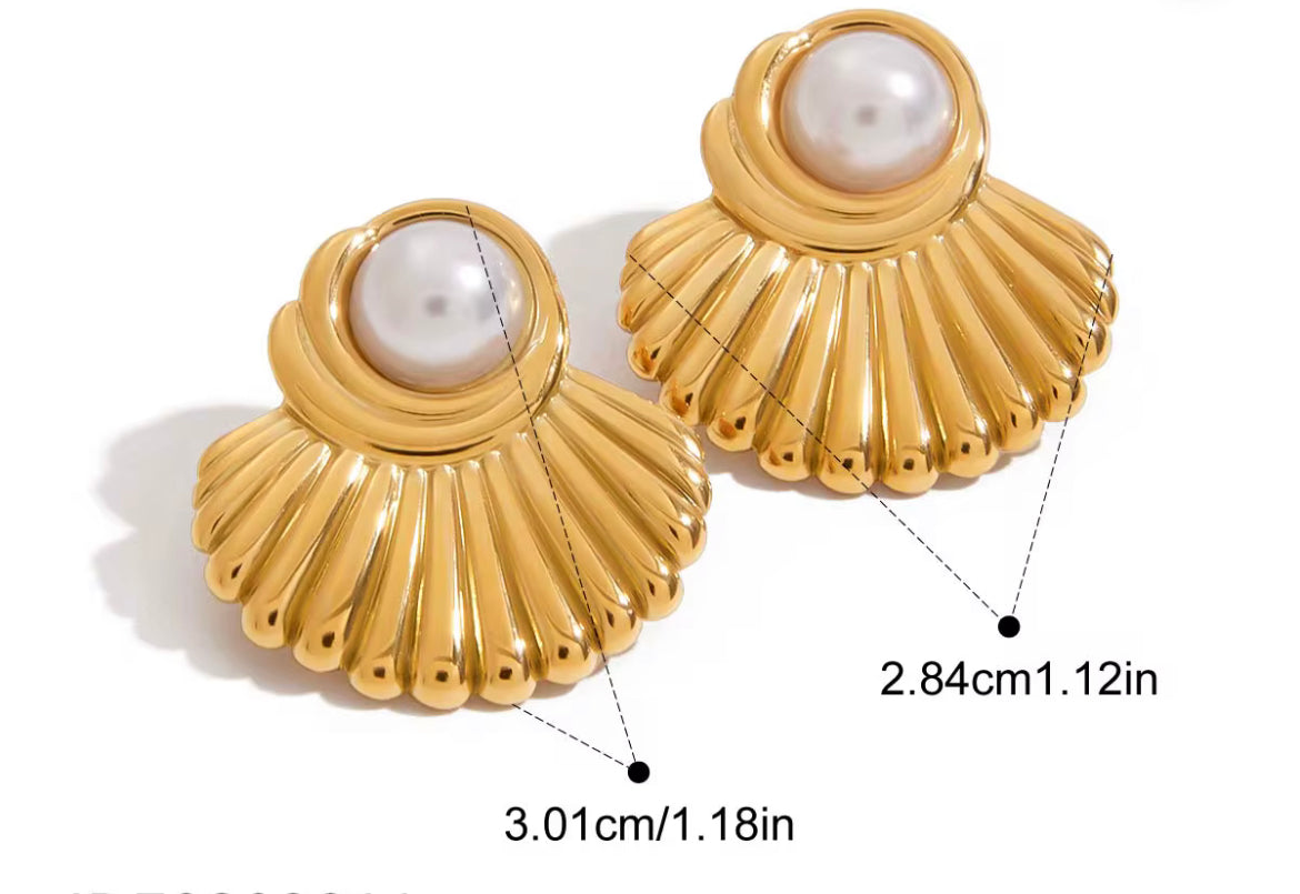 Pearl Stone Textured Earrings
