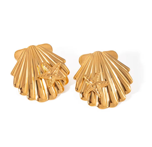 Starfish Shell Stud Earrings