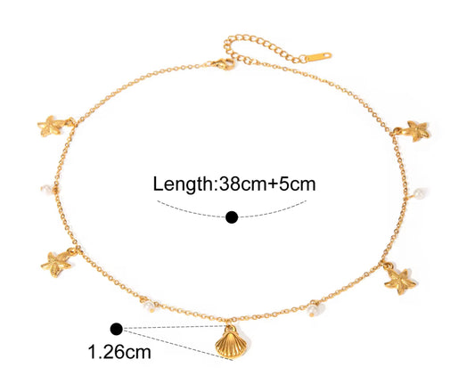 Coastal Starfish Shell Charm Necklace