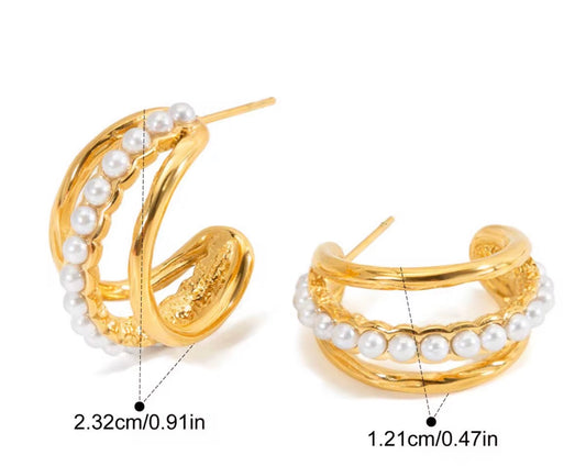 Pearl C Shape Earrings