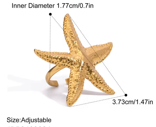 Golden Starfish Open Ring
