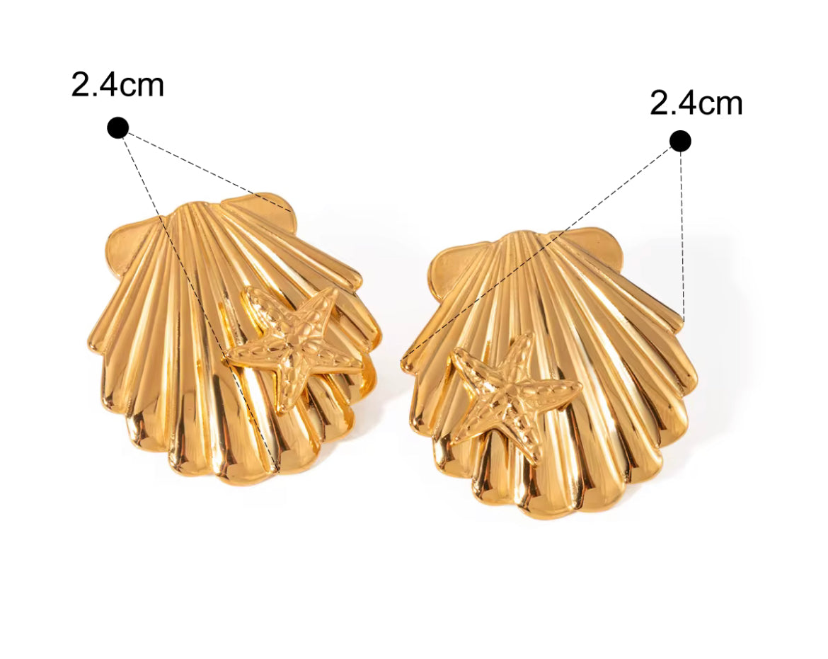 Starfish Shell Stud Earrings