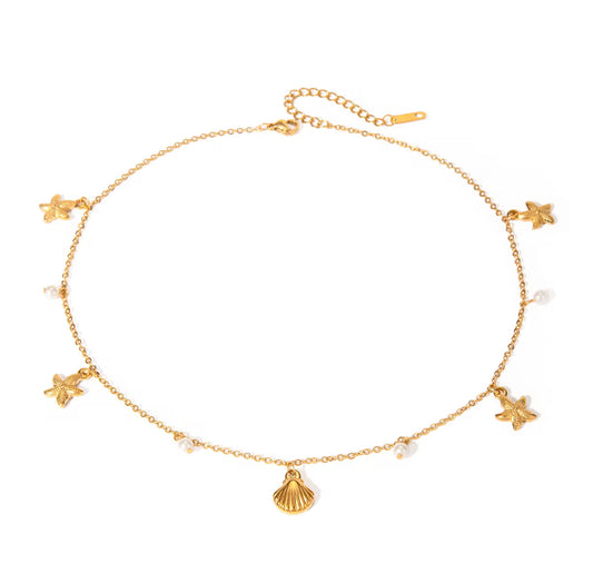 Coastal Starfish Shell Charm Necklace