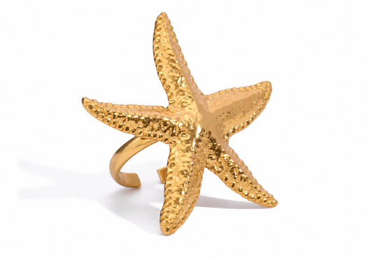 Golden Starfish Open Ring